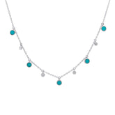 0.04ct Diamond & 0.75ct Composite Turqoise 14k White Gold Necklace
